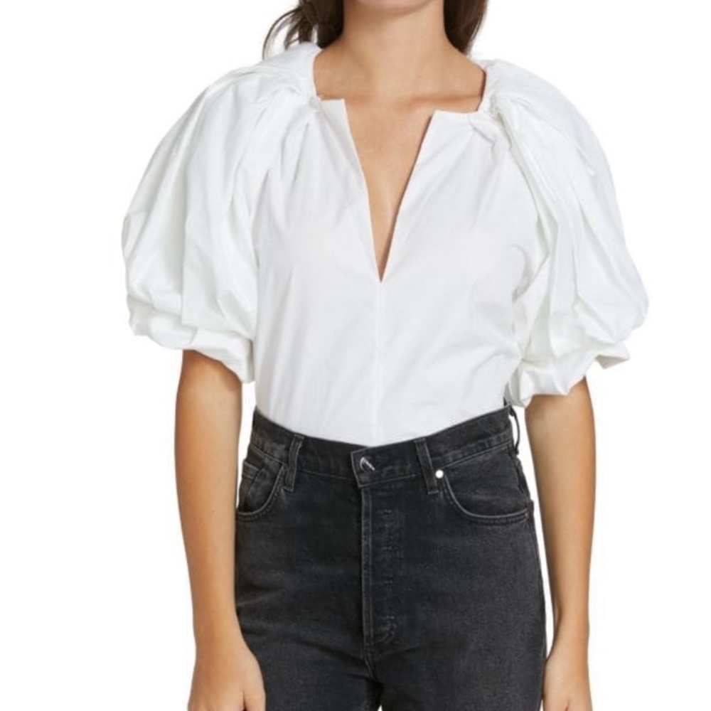 ALC Women's Ivory Cotton Cara Puff Sleeve Blouse Size 2